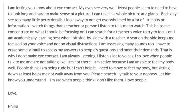 why is eye contact difficult for children with autism